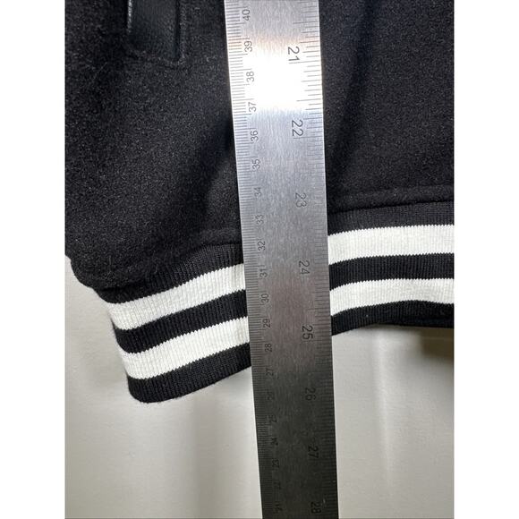 FOREVER 21 x Hello Kitty Striped Black Red Moto Varsity Jacket Small Varsity - Picture 11 of 12